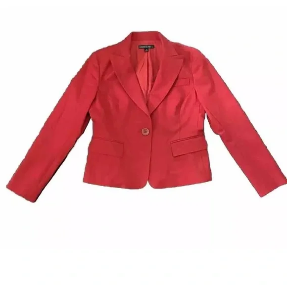 Lafayette 148 New York One Button Red Blazer Jacket size - Picture 8 of 15